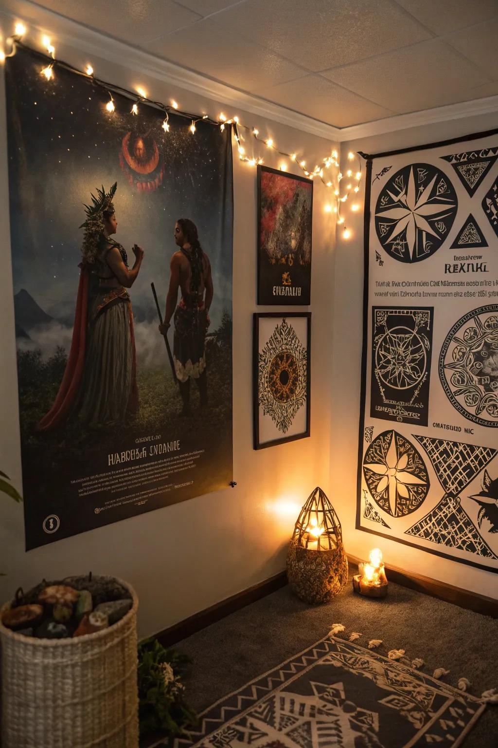 A visual of island mythology enhancing a mystical-themed space.