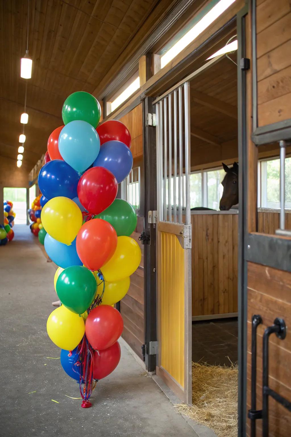 Air-filled spheres infuse a playful and cheerful aspect into stalls.