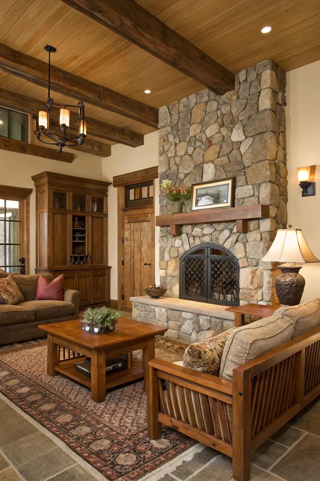 Natural elements such as wood and stone infuse warmth into your home.