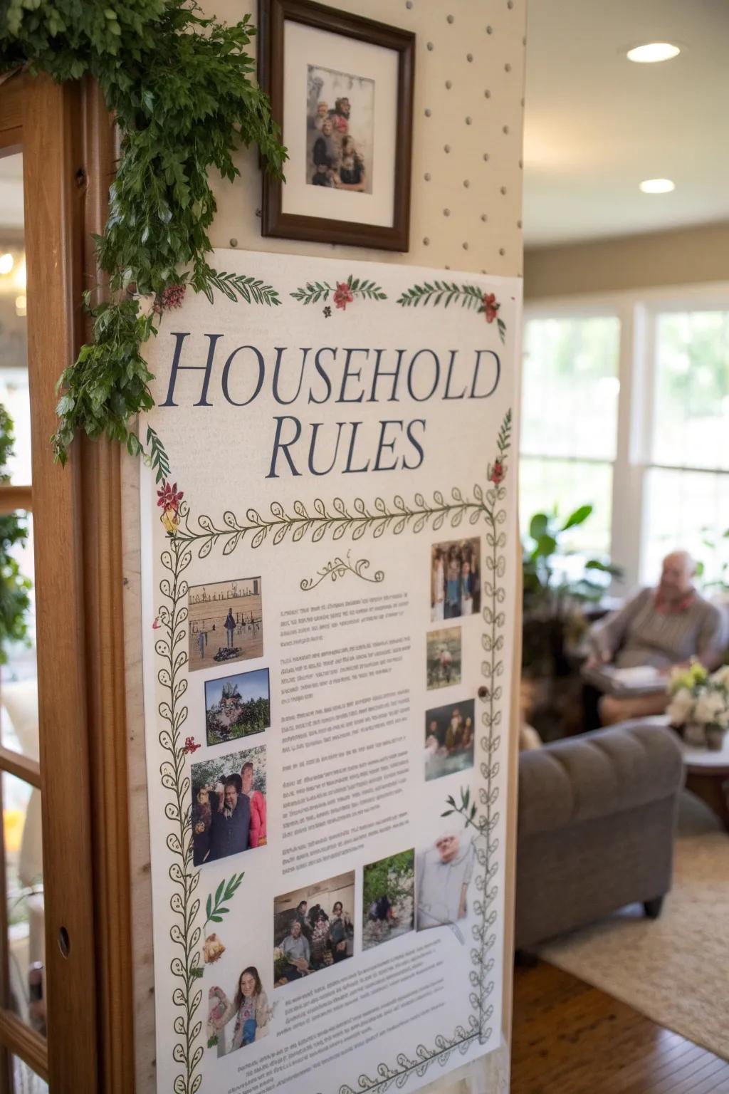 Foster peace using a well-displayed set of home regulations.