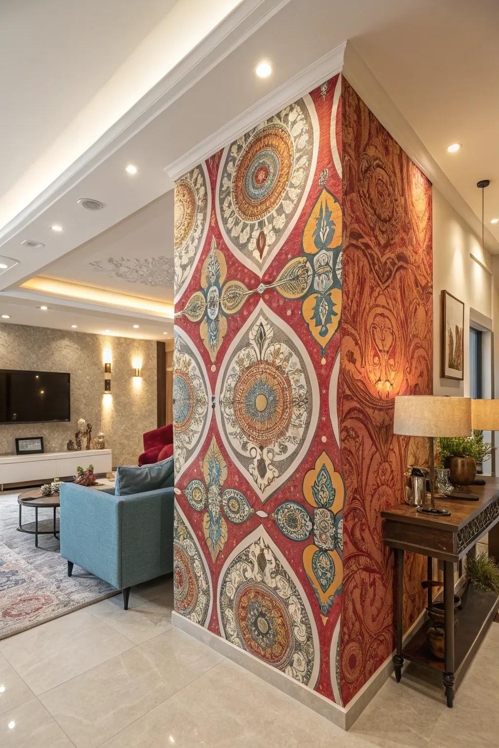 Wallpaper brings patterns and personality to any big wall space.