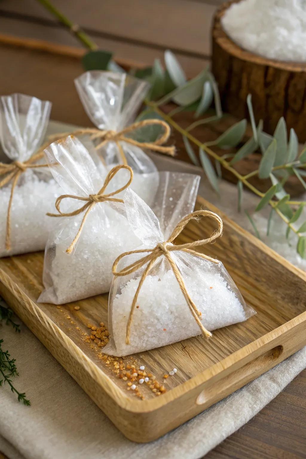 Eco-friendly and stylish magnesium flake storage in cellophane bags