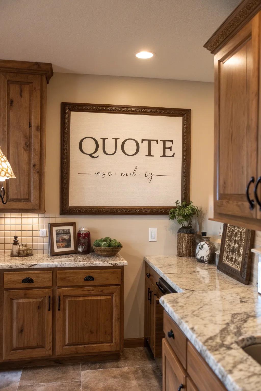 Typography art infuses inspiration and personal flair into your kitchen's ambiance.