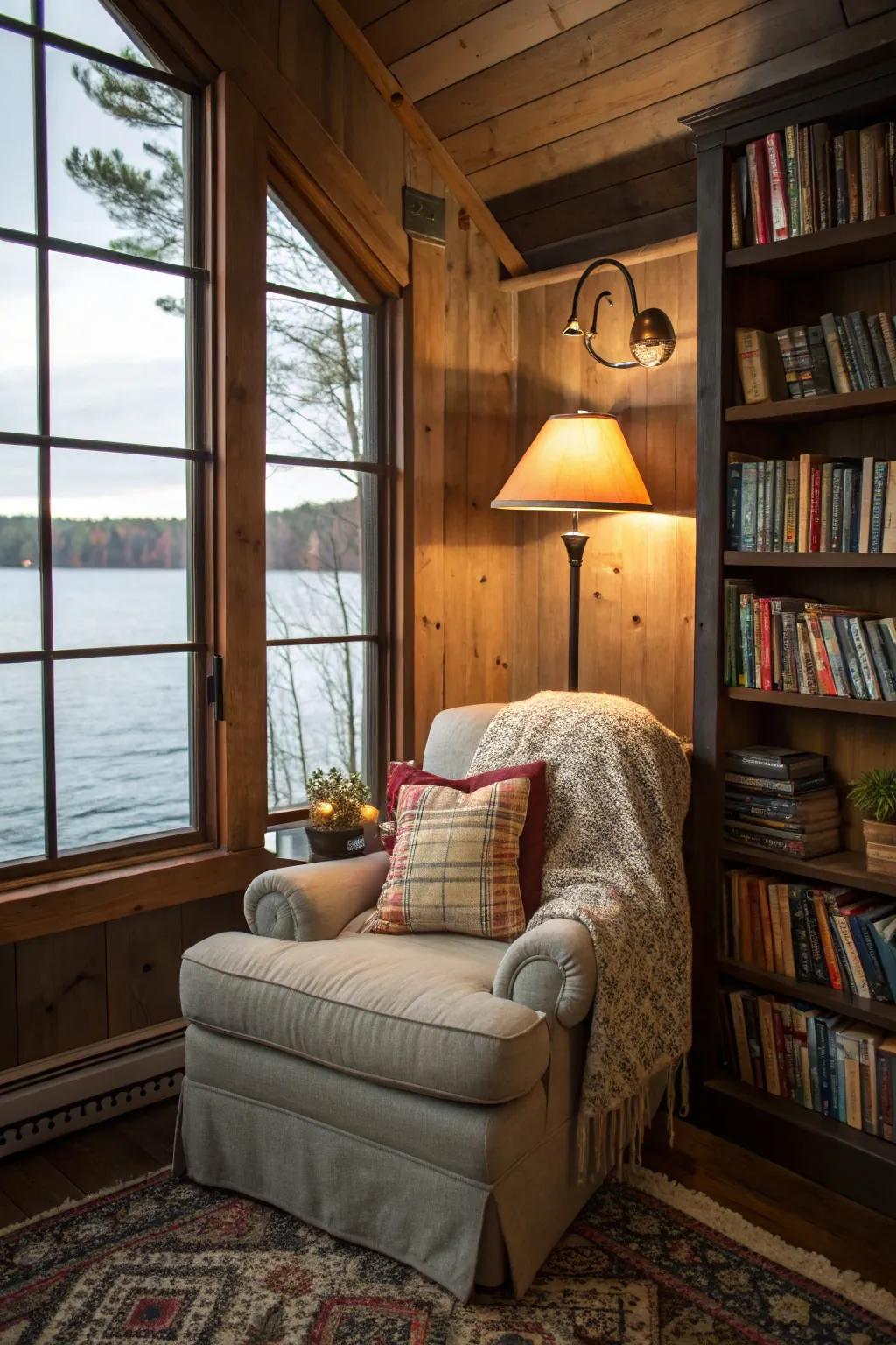 A reading corner is perfect for relaxing.