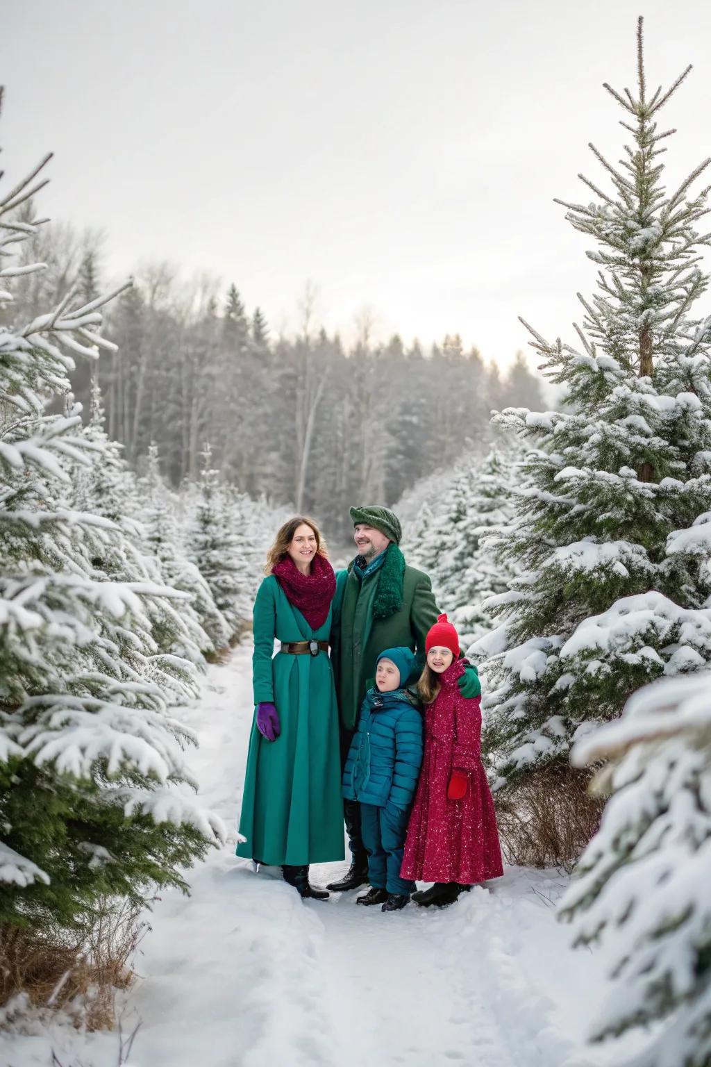 Gem tones create a rich contrast against a wintery landscape.