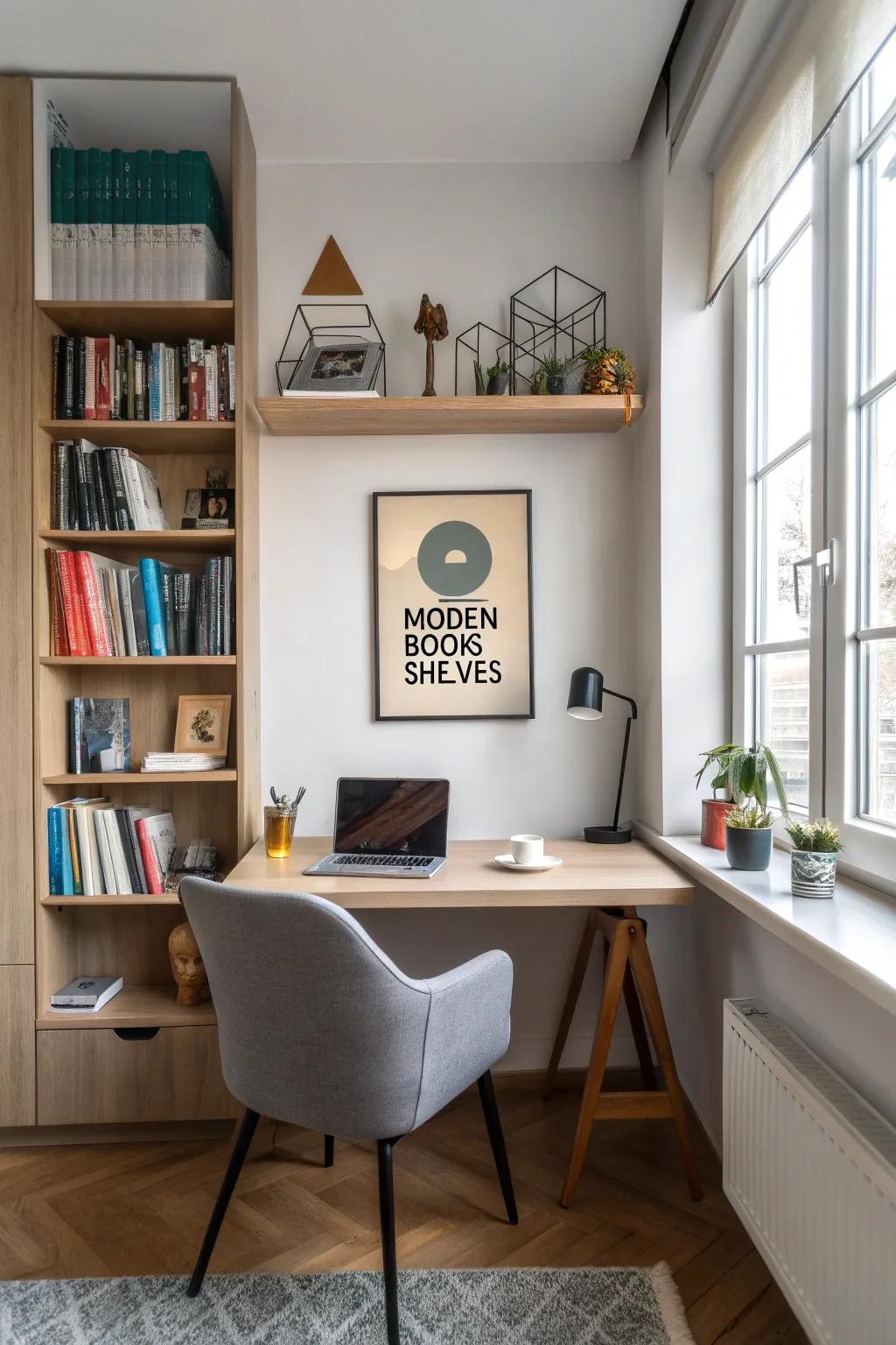 Geometric lettering gives a sleek and modern touch.