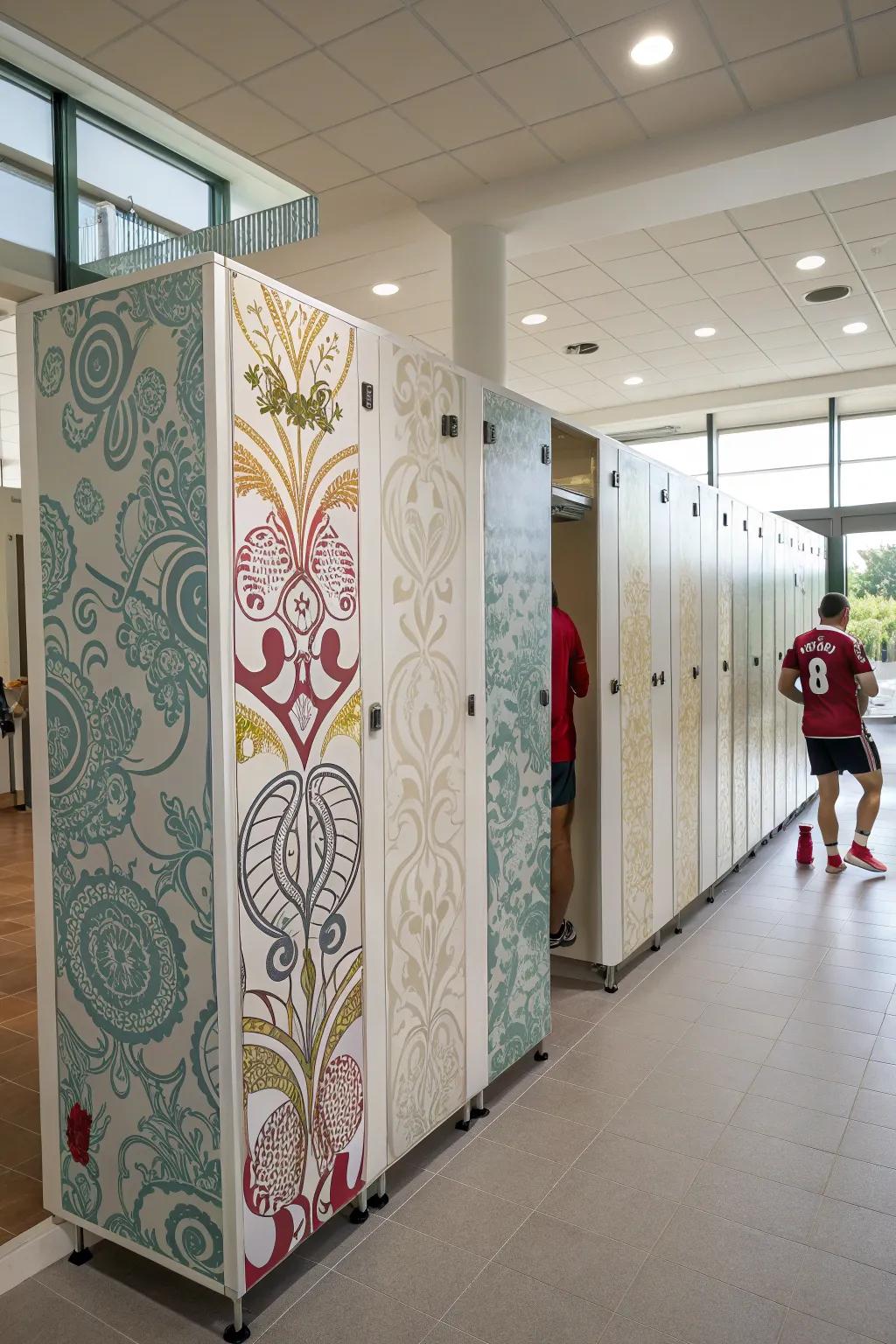 Artistic dividers append flair and privacy.