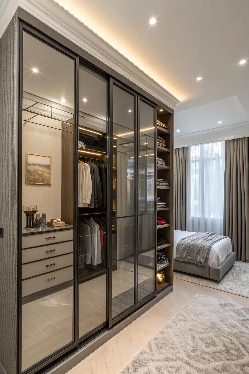 Glass accents inject a polished, contemporary touch.