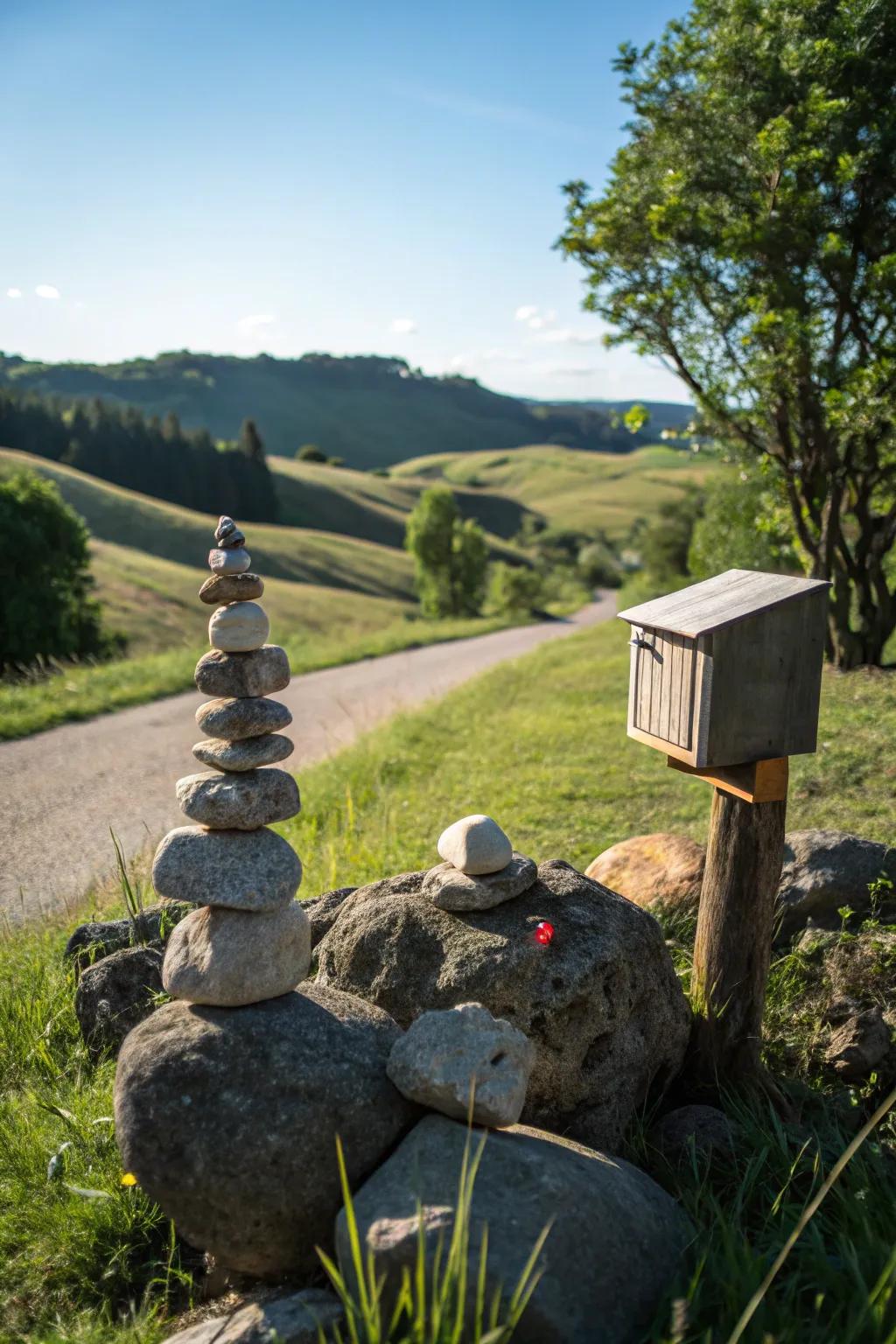Zen stone gardens instill tranquility into your mailbox's landscape.