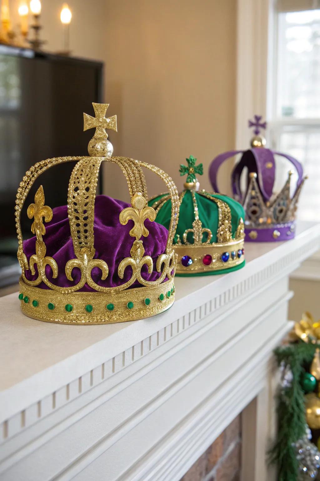 Coronet exhibits infuse your décor with the grandeur of Mardi Gras royalty.