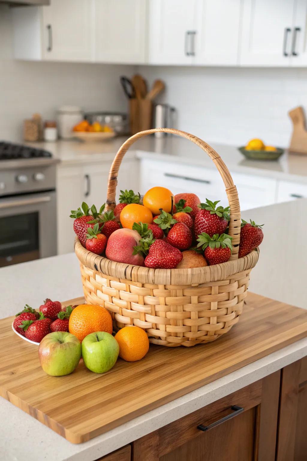 A bountiful May basket showcasing the freshest seasonal fruits.