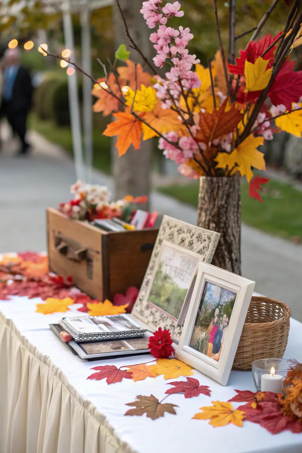 Period decorations connect your remembrance display to the wedding's season.