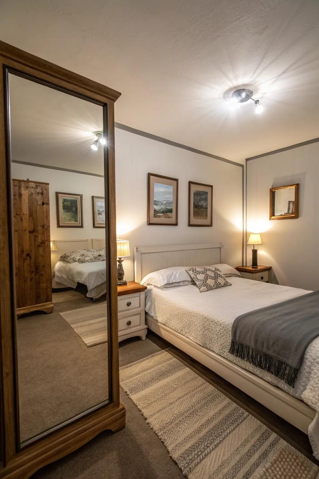 Reflective surfaces enhance space and light.