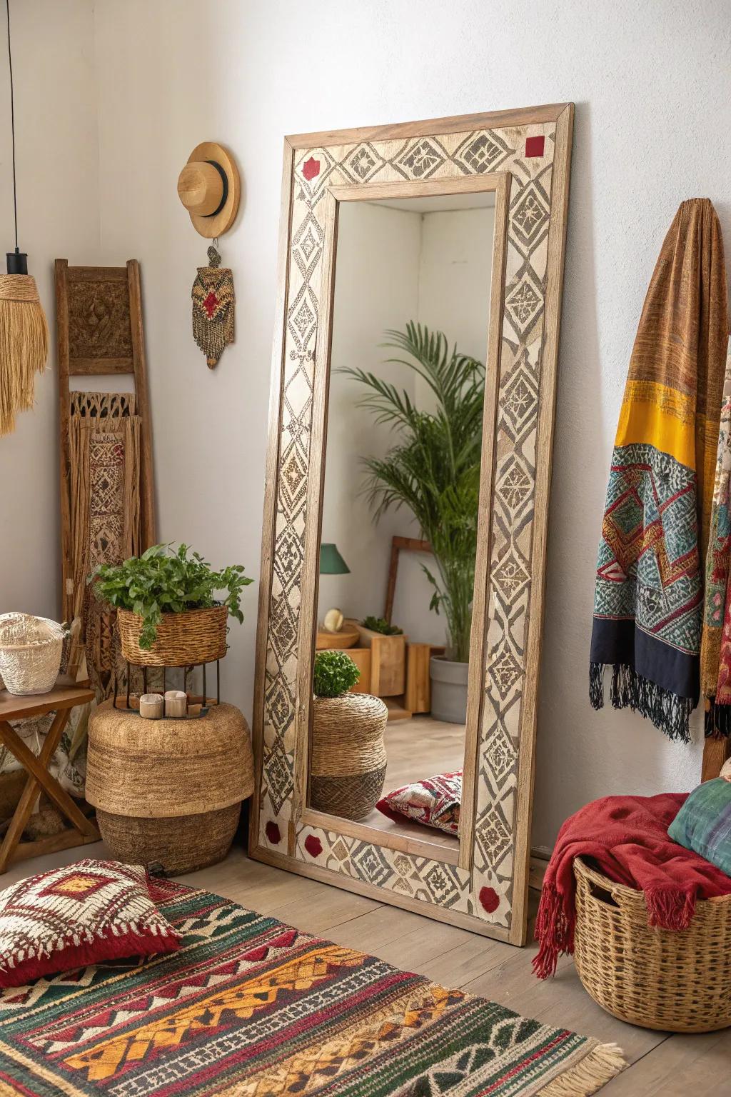 Tribal patterns add warmth and character.