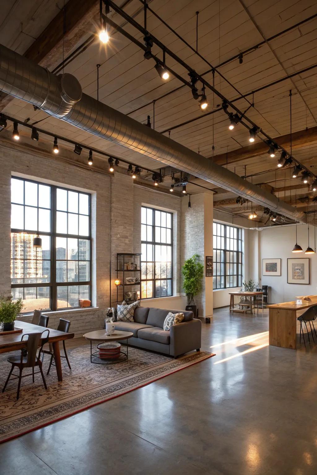Track lighting offers adaptable light options.