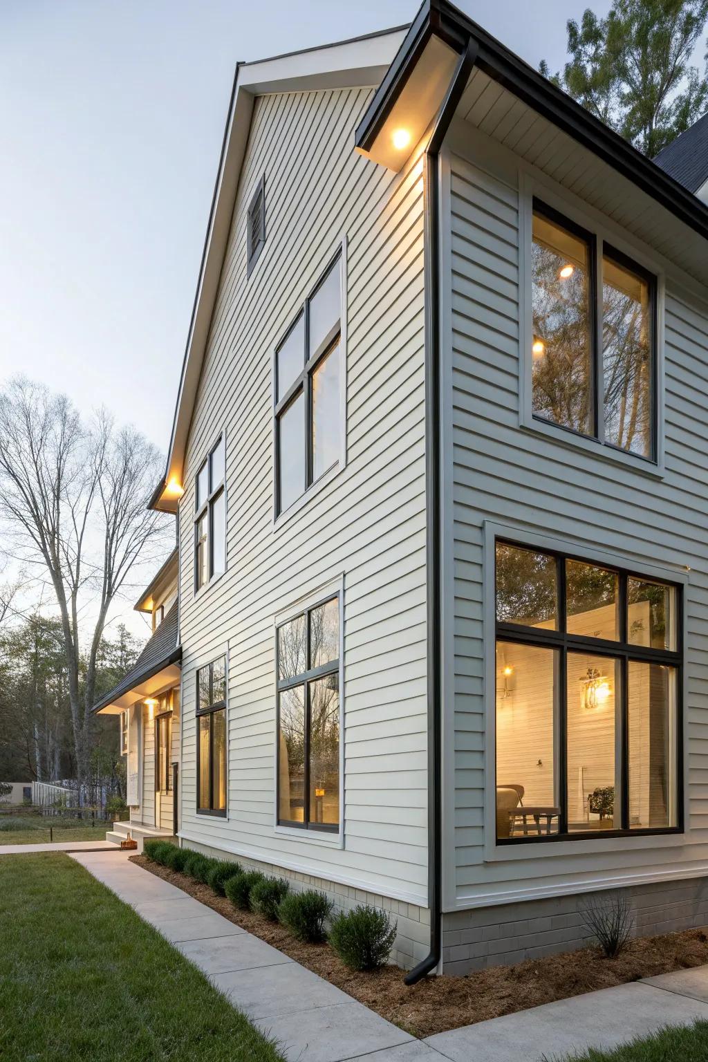 Elegant window framing featuring vertical cladding