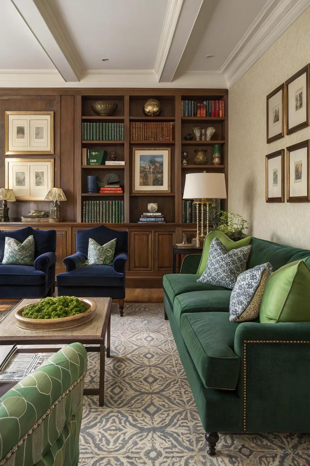 A blend of modern and timeless pieces creates a dynamic atmosphere.