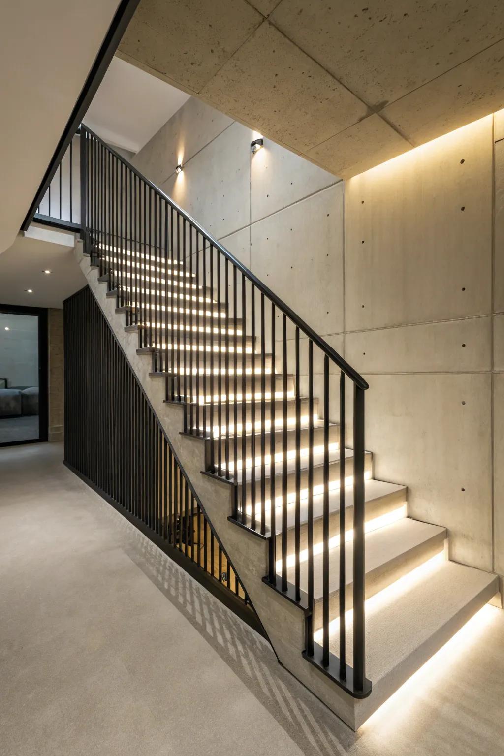 Straight balusters provide a modern and sophisticated aesthetic.