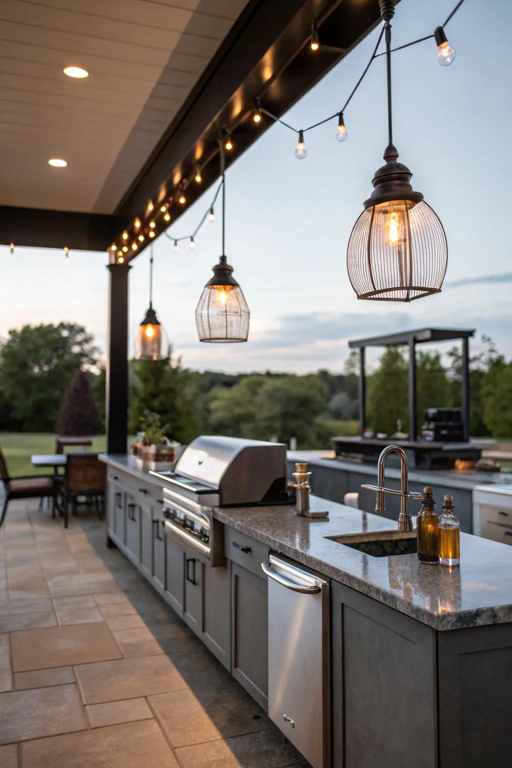 With flair and function, pendant lights highlight key areas.