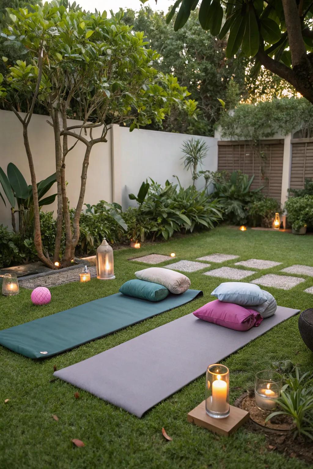 Discover tranquility in a dedicated yoga and meditation corner.