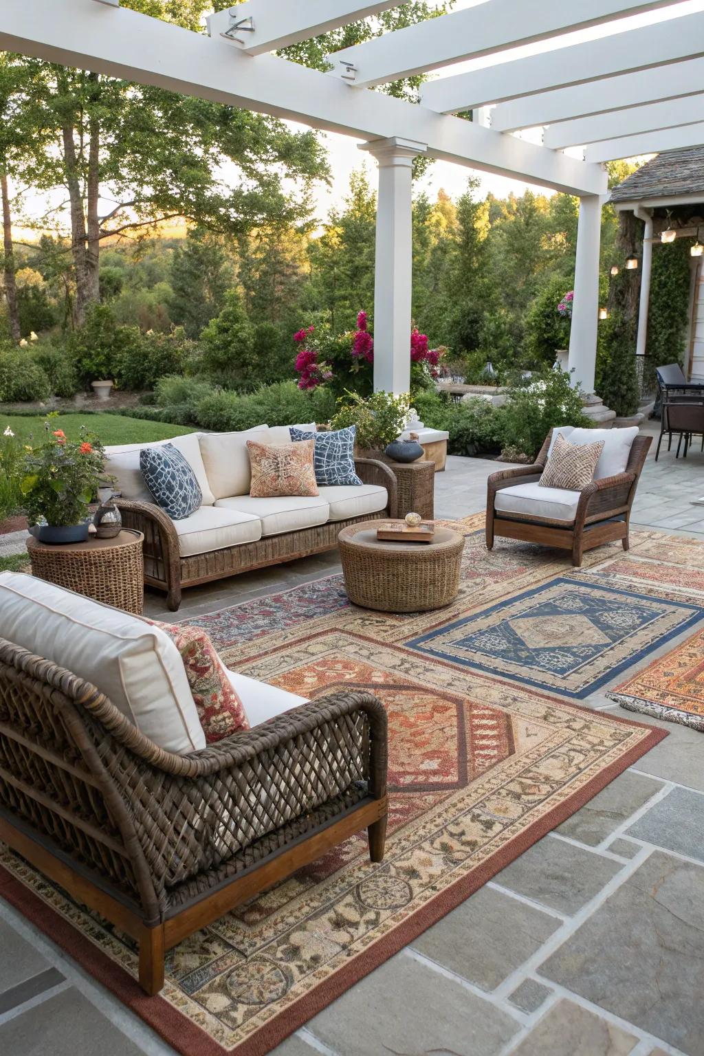 Defining zones through strategic rug placement.