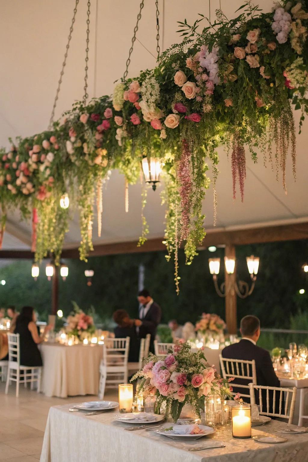 Amaze your attendees using hanging blossom designs.