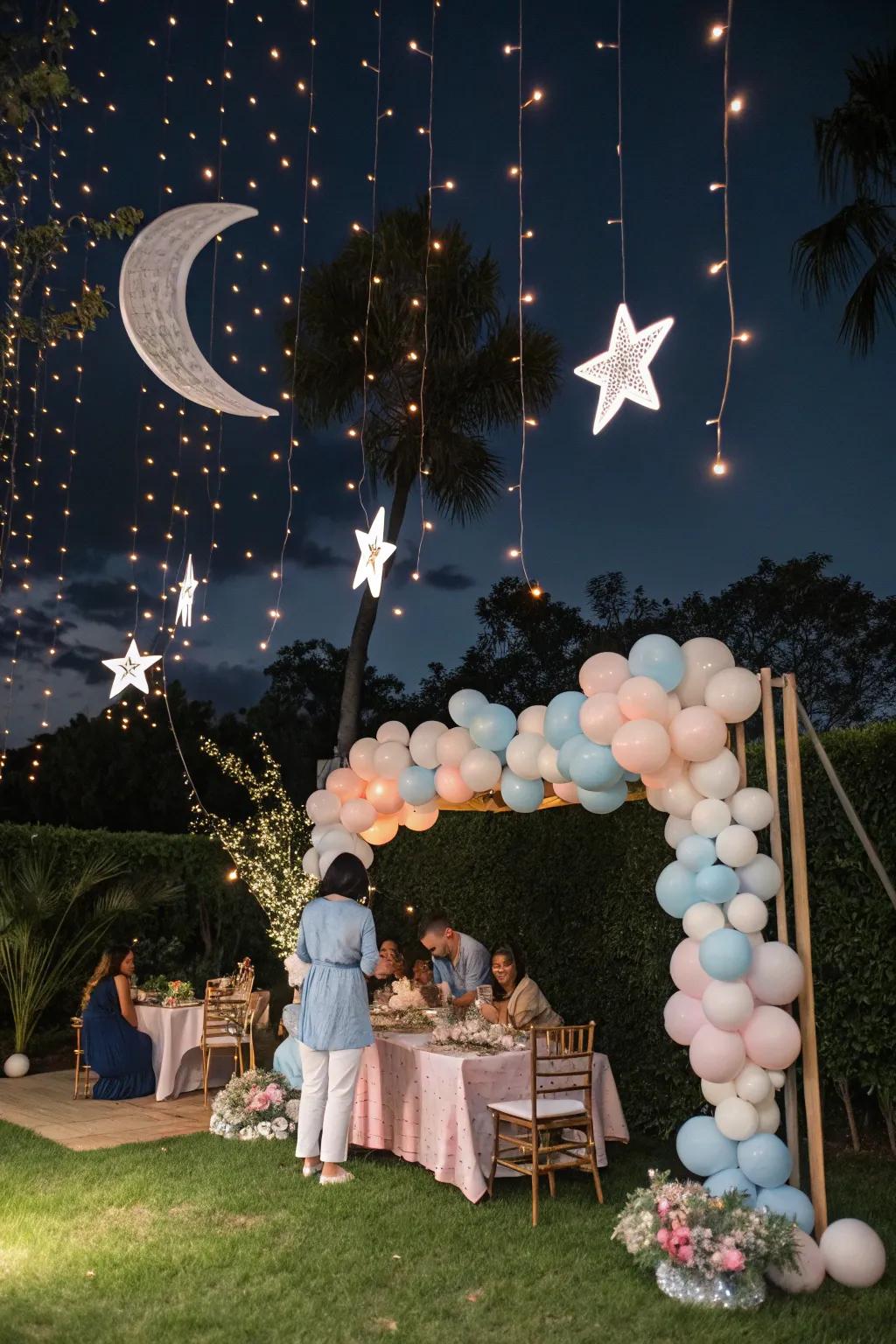 A starry night theme offers a magical evening setting.