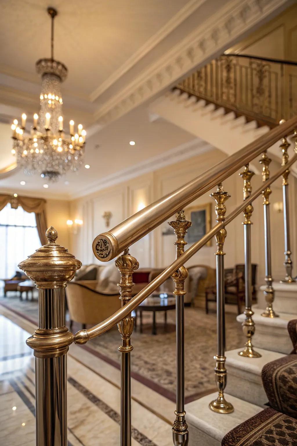 Shimmering accents add a luxurious touch.