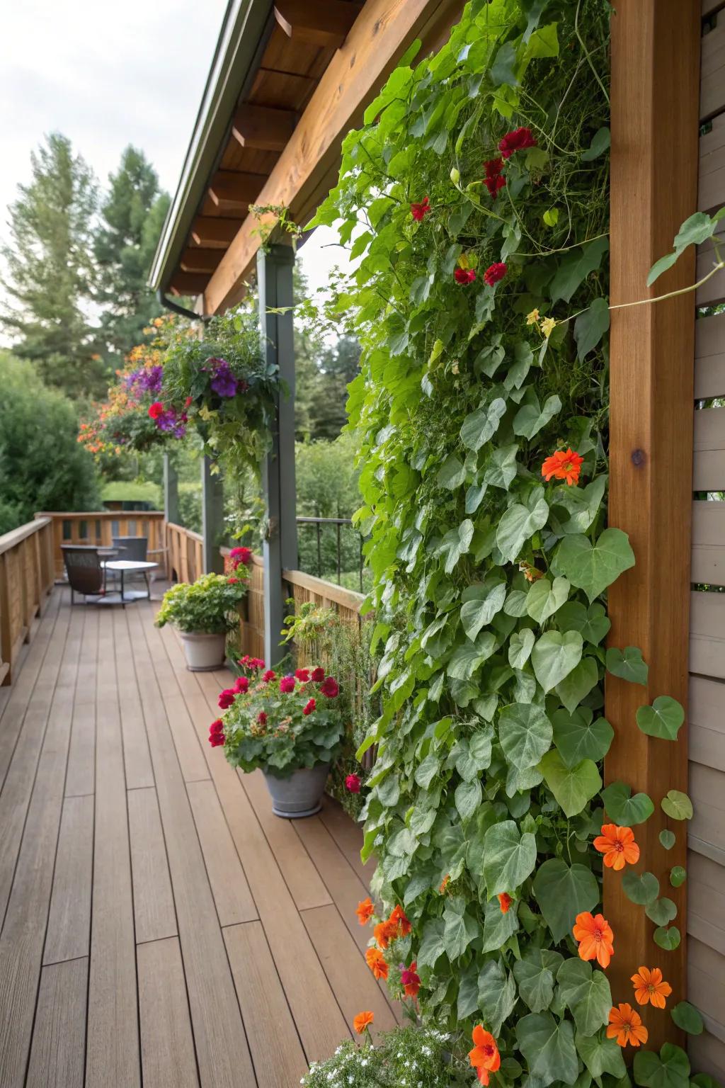 Flourishing walls infuse vitality and pigment into your patio.