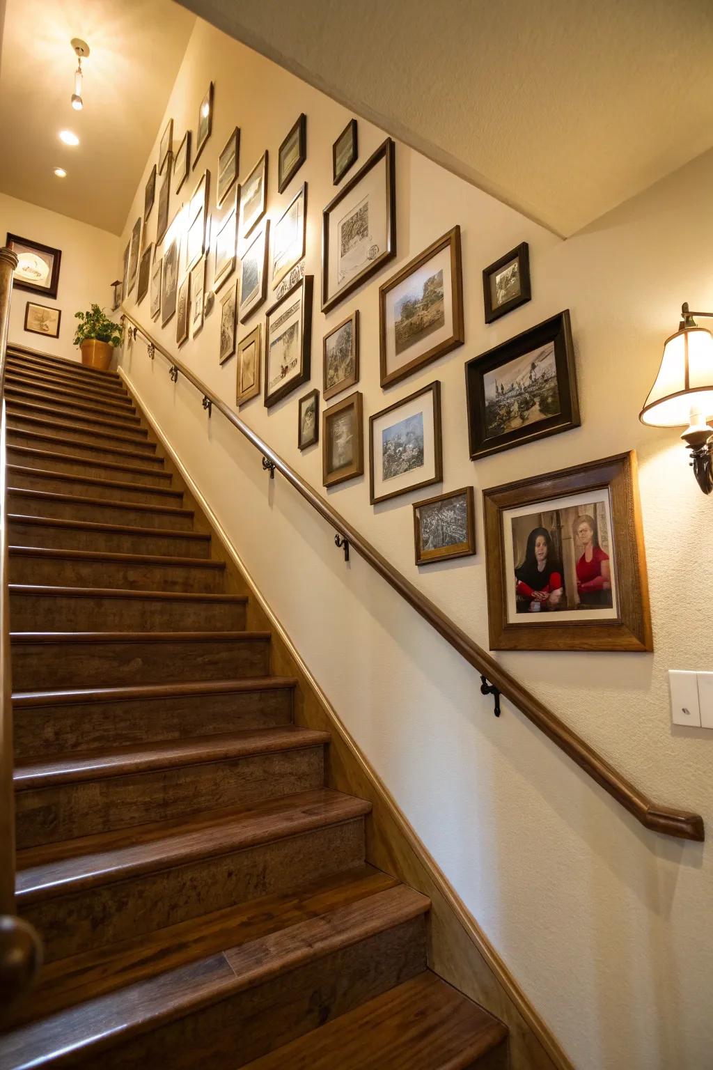 A staircase wall display beautifully narrates your personal voyage.