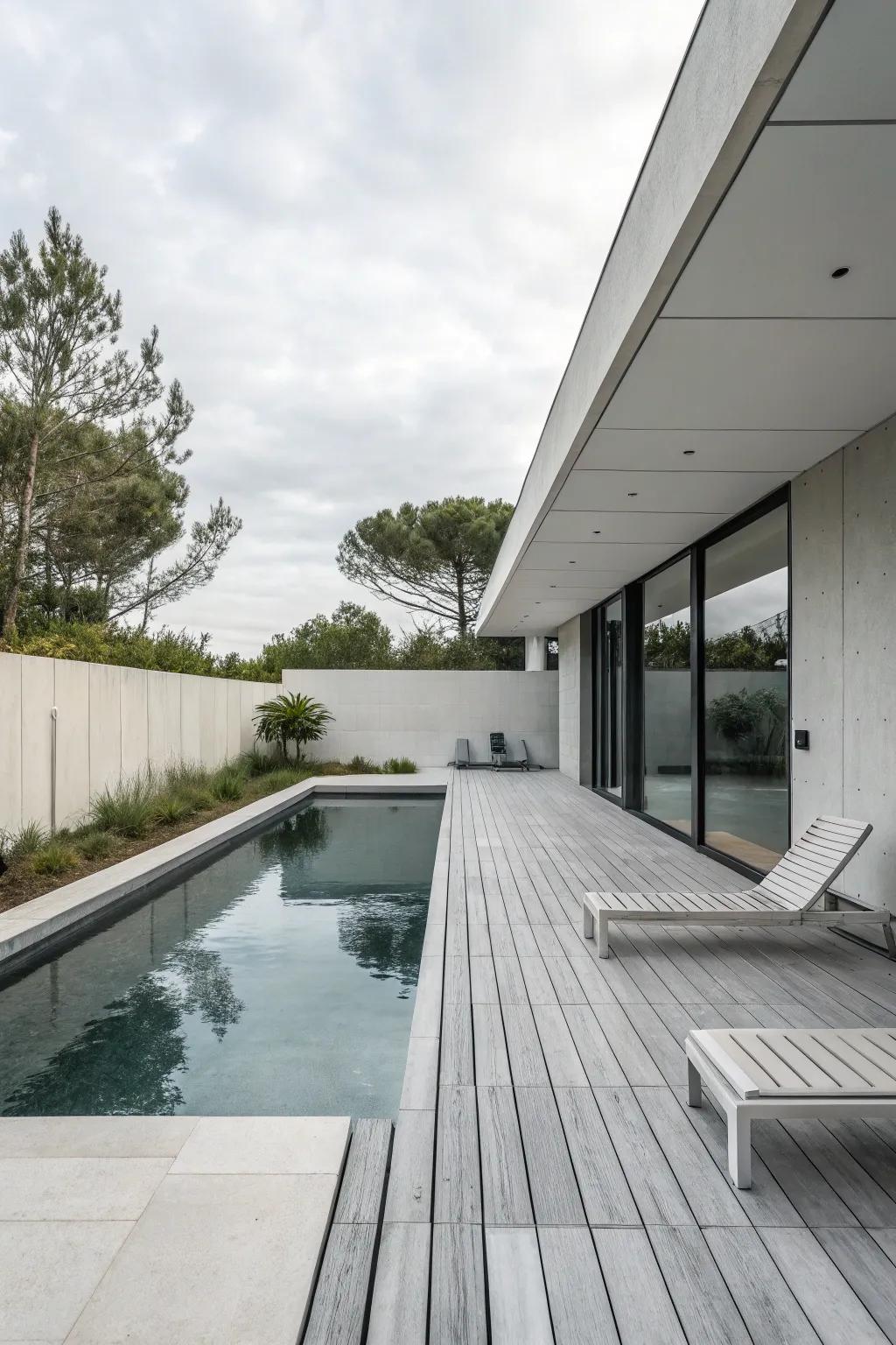Simple designs offer sleek and modern poolside looks.