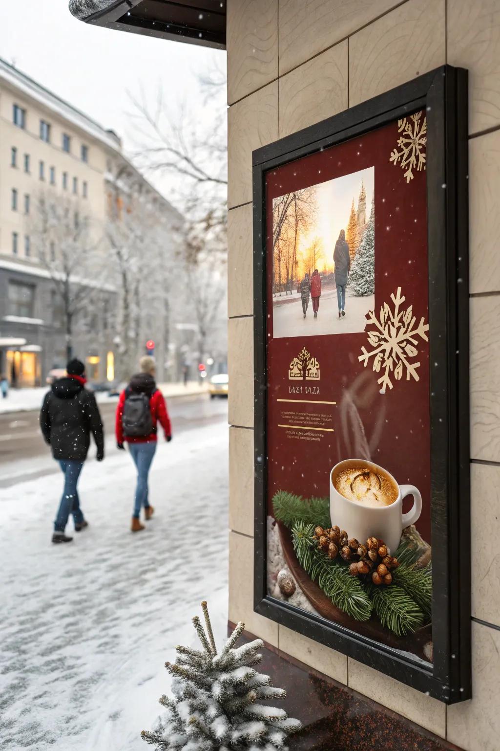 Seasonal posters add festivity.