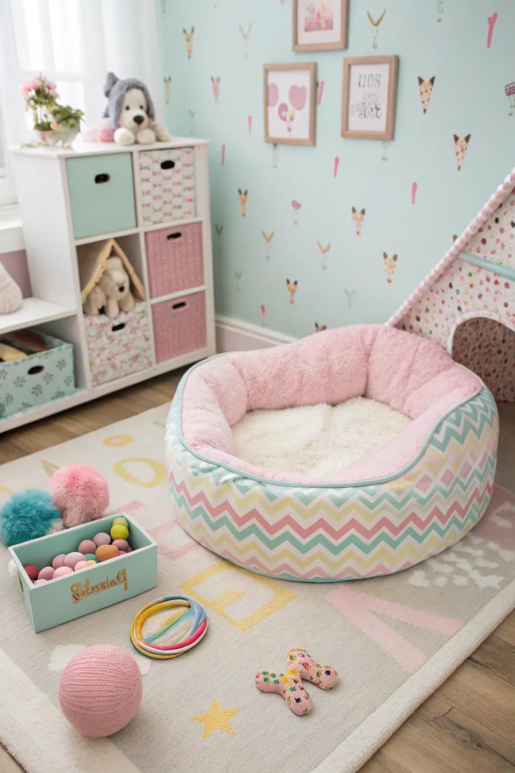 A posh pet space ensures your furry friends are stylishly comfortable.