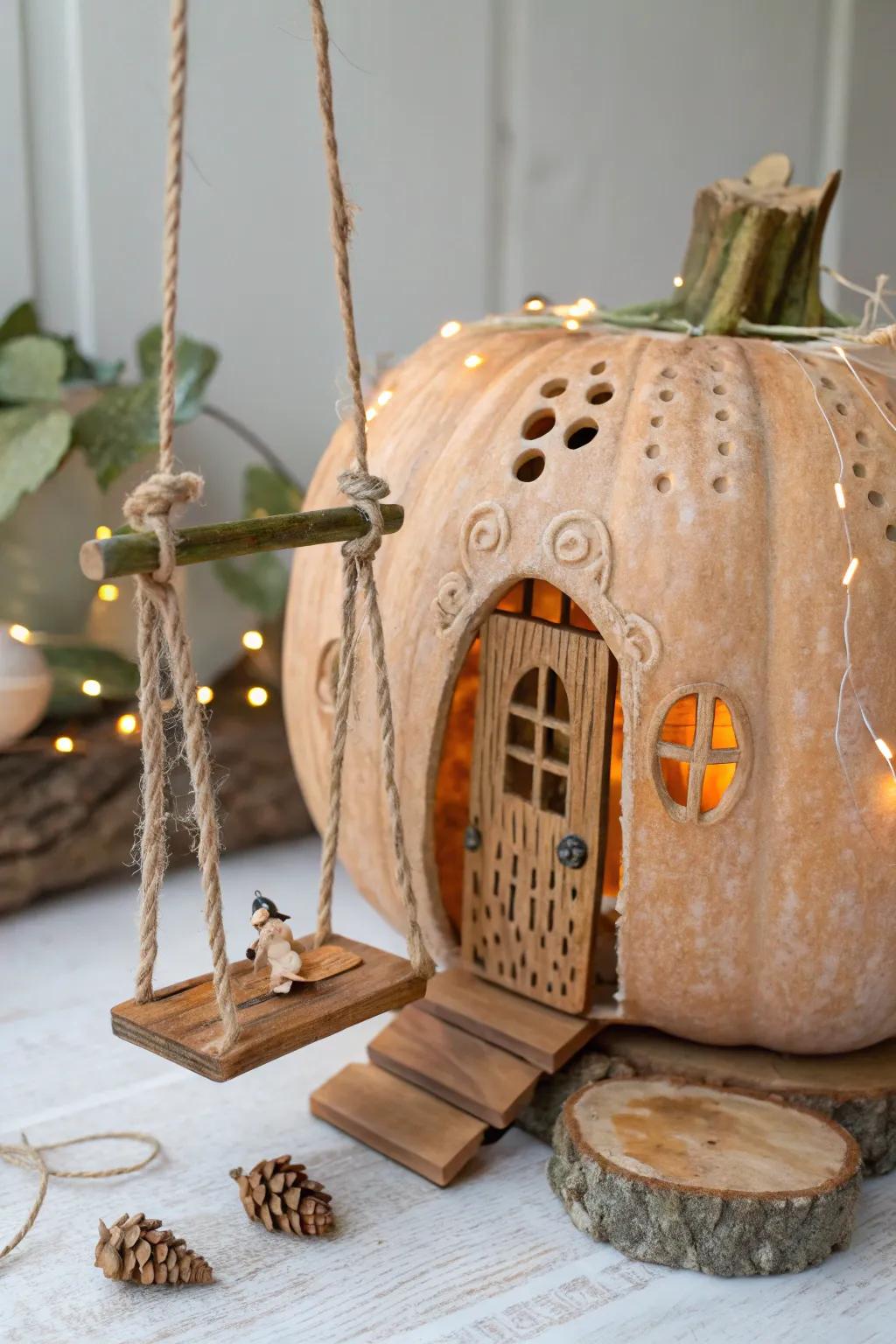 A shimmer of playfulness: this teeny oscillation contributes frolicsome appeal to your pumpkin pixie residence!