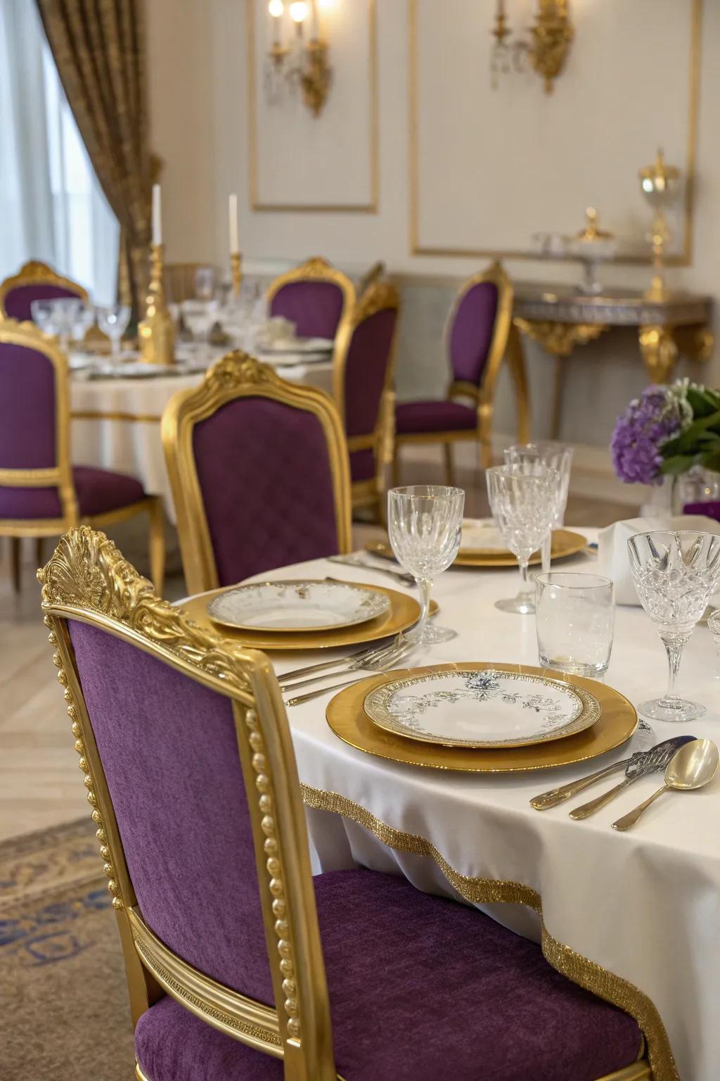 Gold trimmings on furniture add a sophisticated flair.