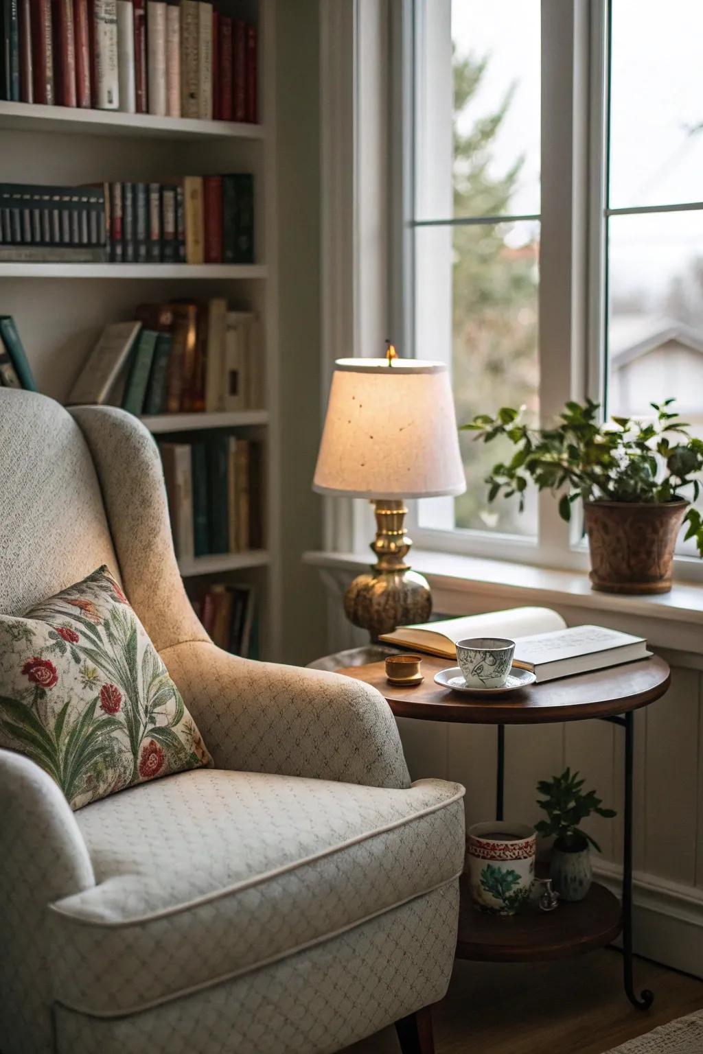 A personal space for reading could be a quiet corner.