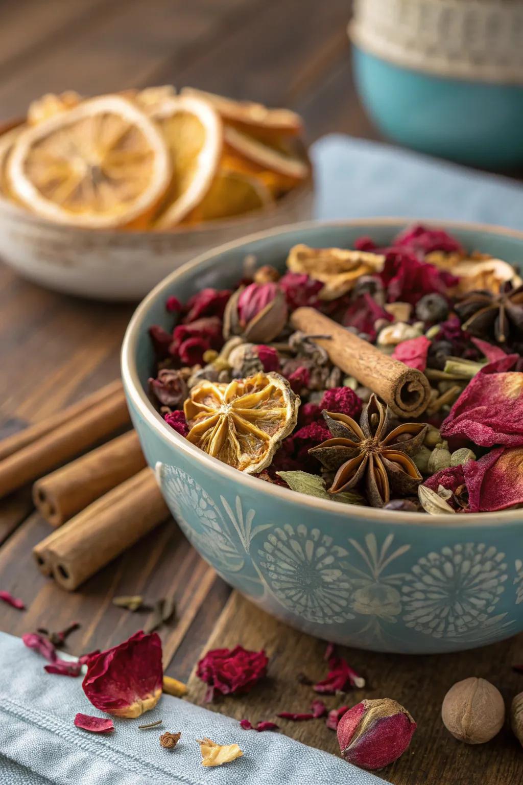 A fragrant potpourri created from dried <strong><em>floral accents</em></strong>” loading=”lazy” class=”pimg”>
	</picture><figcaption>A fragrant potpourri created from dried <strong><em>floral accents</em></strong></figcaption></figure>
<p>Craft your own potpourri using dried <strong><em>floral accents</em></strong> for a fragrant gift. It’s a considerate and customized method to share the beauty and fragrance of flowers.</p>
<h3>Useful items to consider:</h3>
<ul class=
