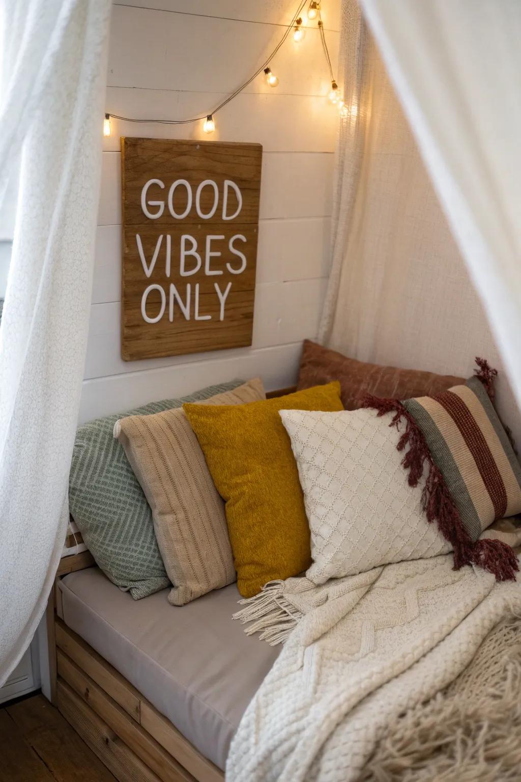 Cultivate cheer with 'Positive Vibes'.
