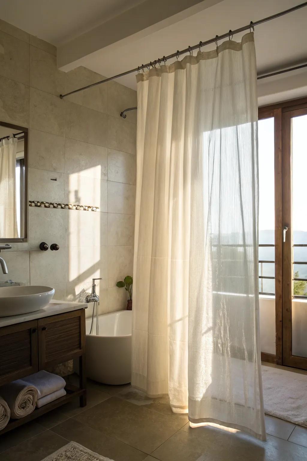 Sheer curtains afford both light and seclusion.