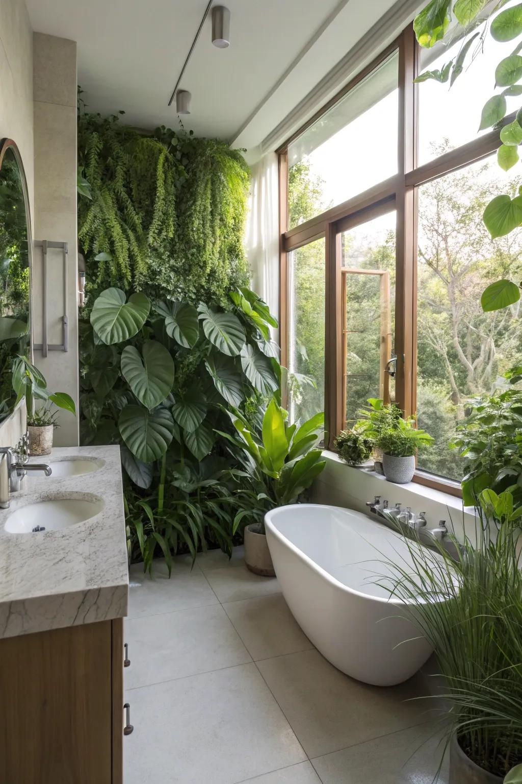 Where nature meets design in a refreshing bathroom.
