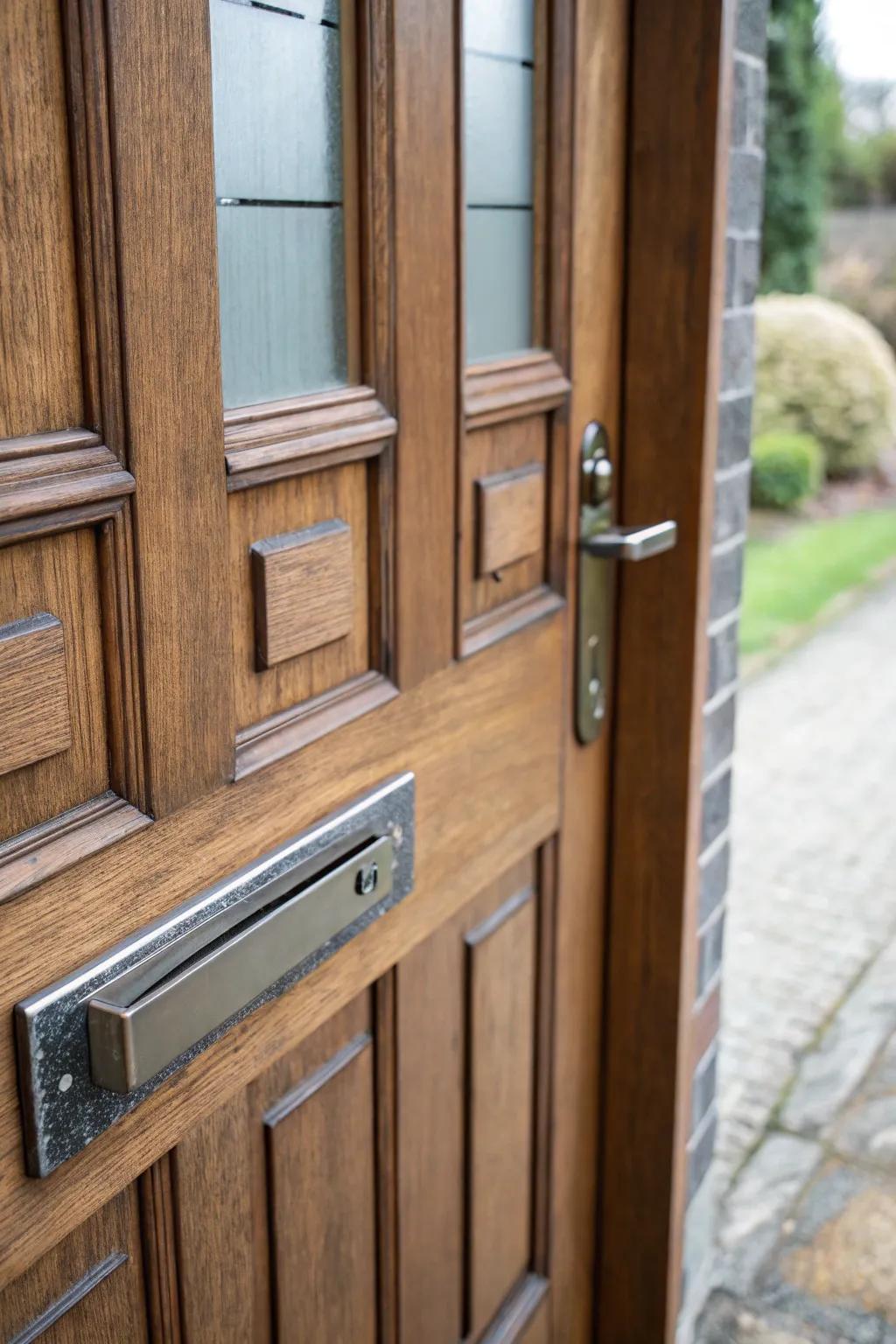 A mail slot delivering convenience and maintaining a tidy entrance.