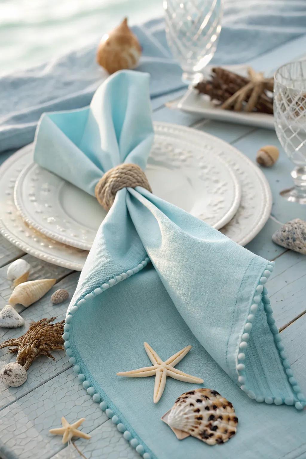 A cloth shaped into an ocean creature tail, best for injecting a nautical vibe to your table scene.