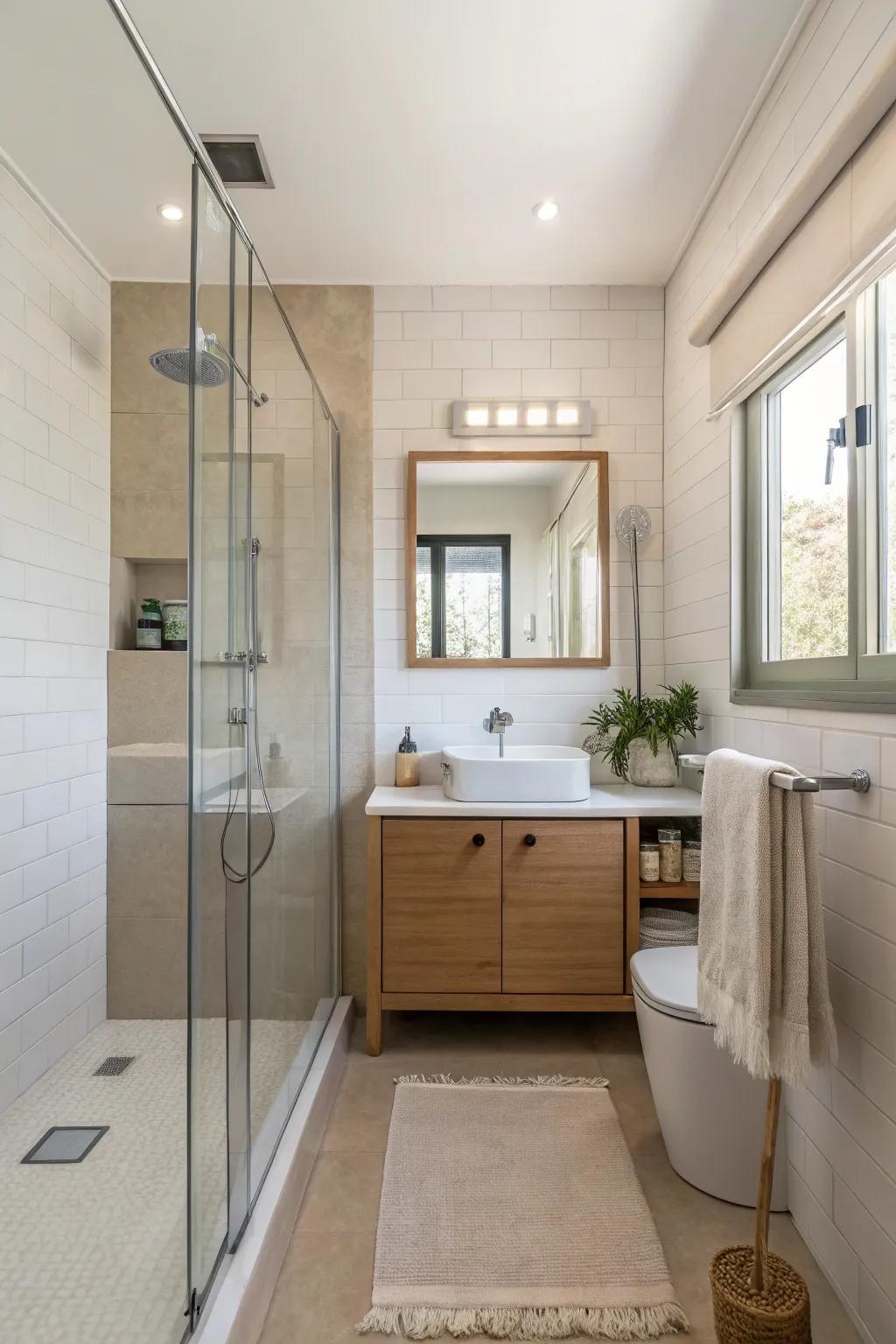 Unbordered panels establish a fluid shift and a more spacious ambiance.