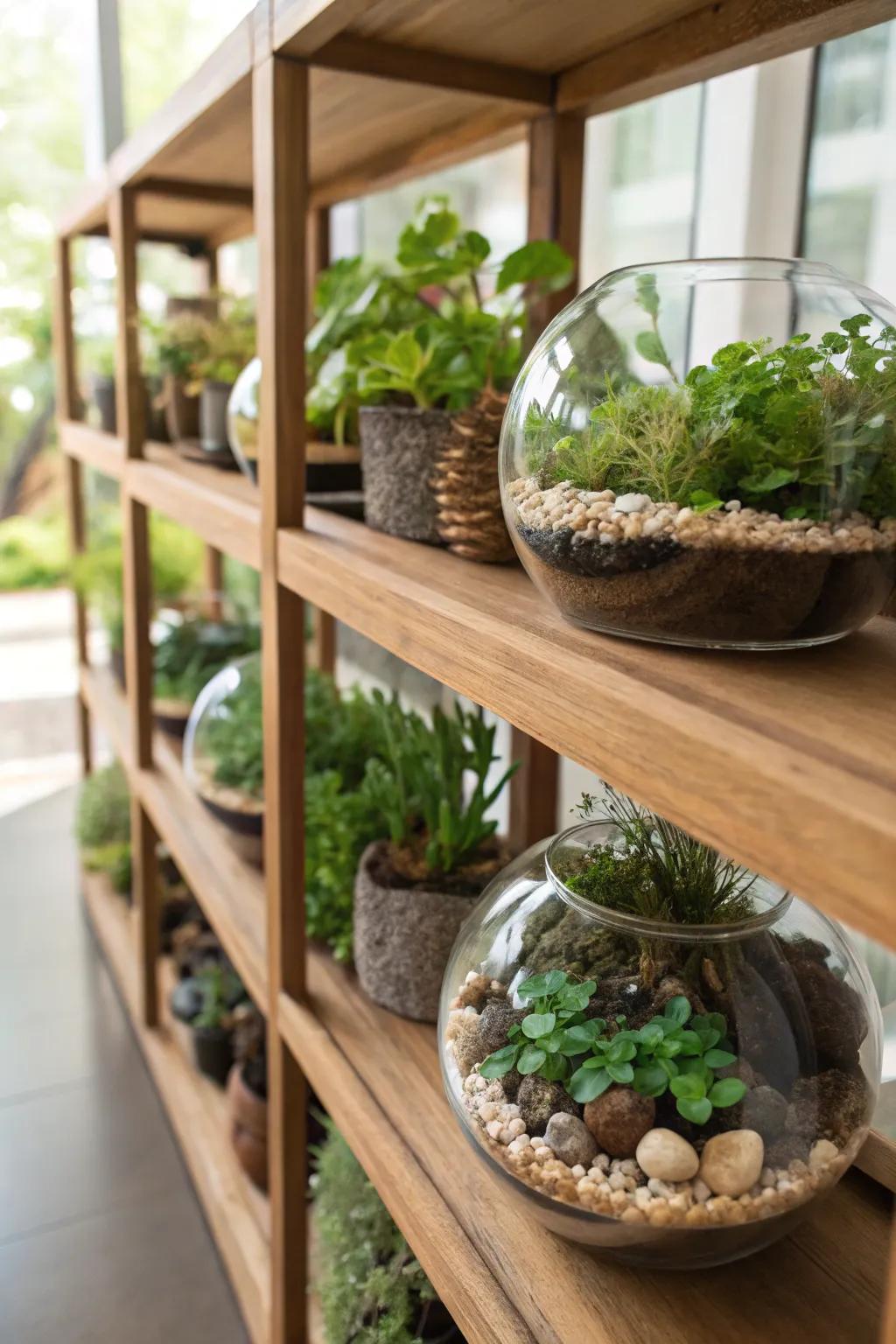 Petite green worlds adding a touch of nature to any space.