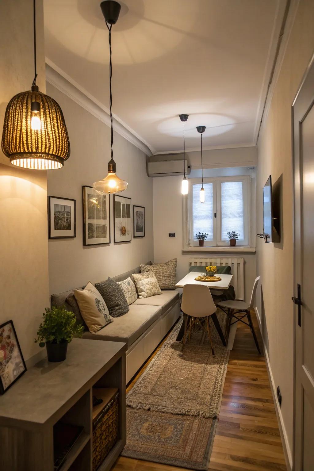 Lighting can define different zones effectively.