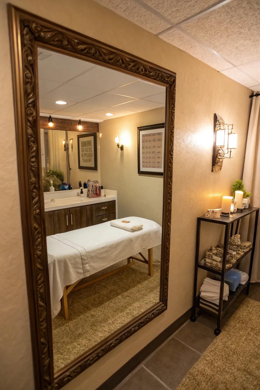 Mirrors fashion an illusion of area, making your room feel more expansive.