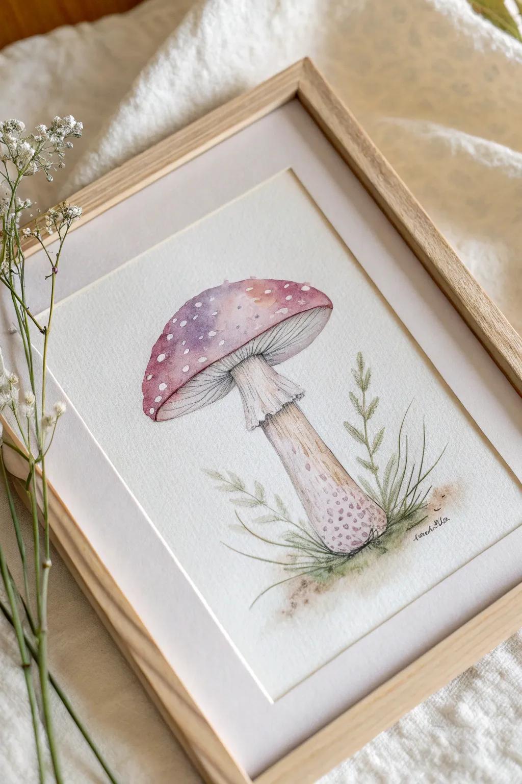 Capture the enchantment of spring through whimsical watercolor toadstools—perfect for infusing a fairy-tale vibe into your art display.