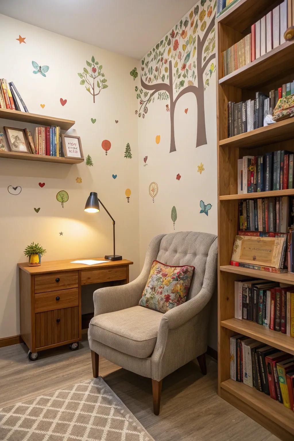 Elevate your study alcove with inspiring decal designs.