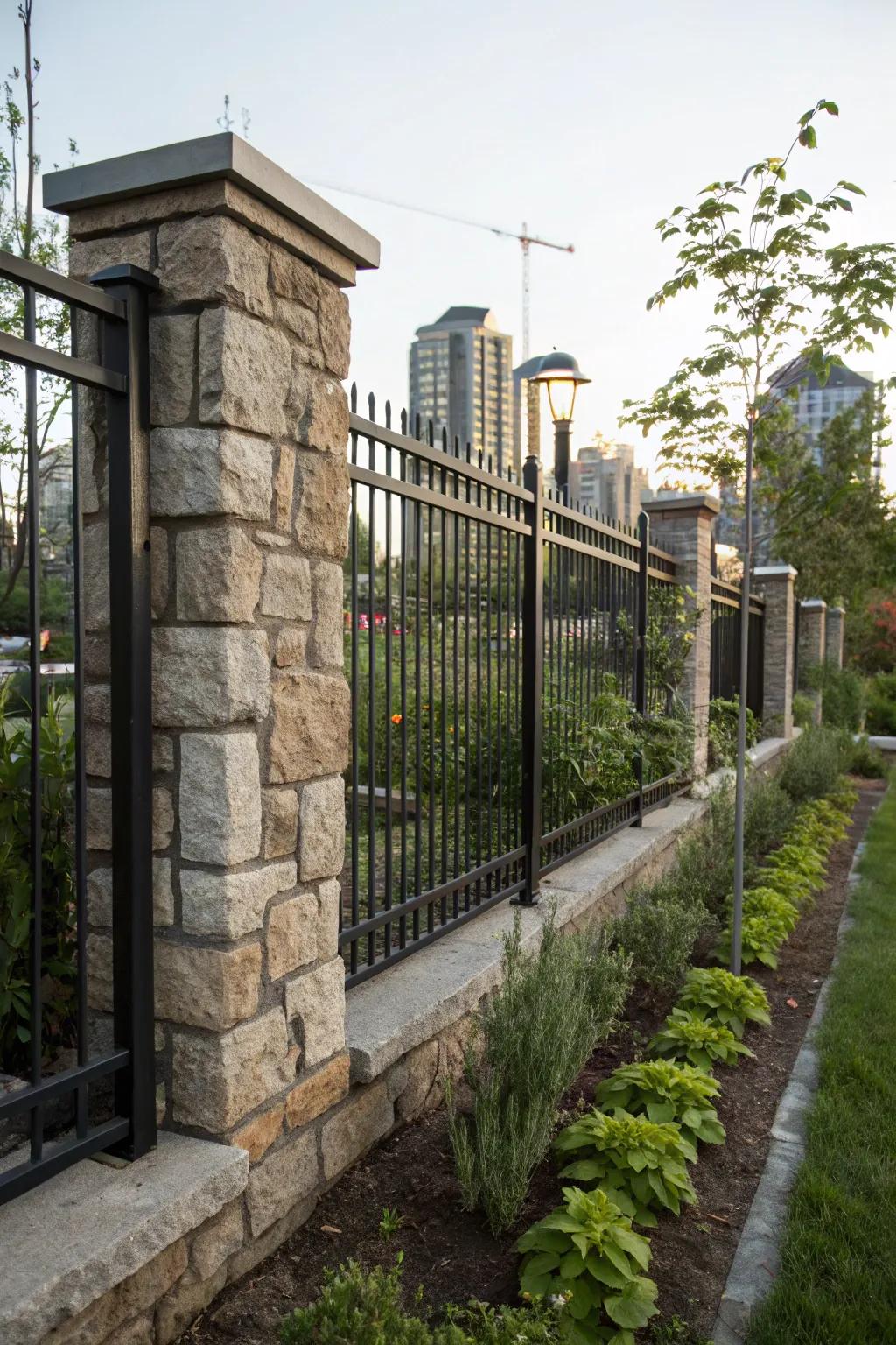 A fence with a raw, industrial chic aesthetic.