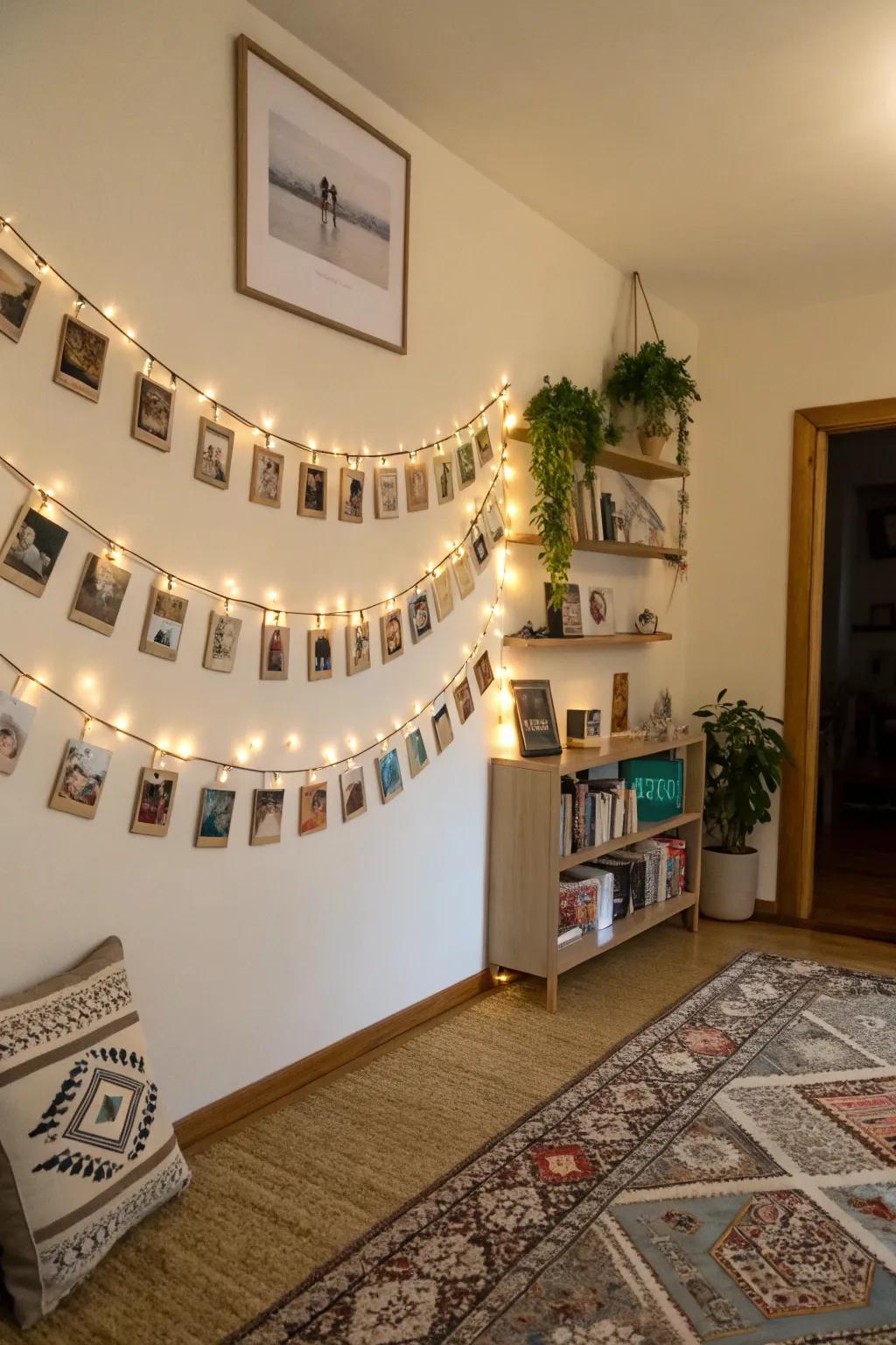 A snapshot garland incorporates cherished memories into the festivity.